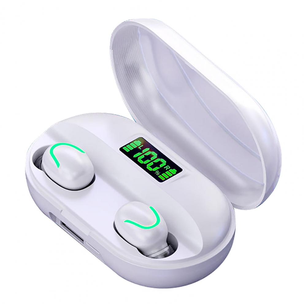 

T2 Беспроводные Bluetooth-наушники с шумоподавлением, светодиодные наушники-вкладыши со светодиодной подсветкой, мини-стереогарнитура для спорта белый