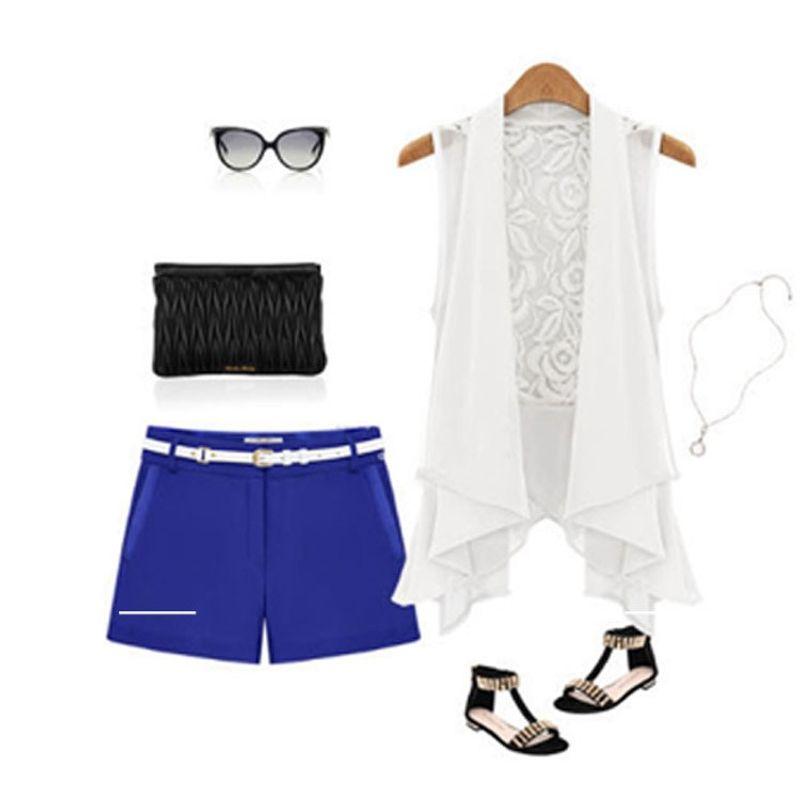 

Весенне-летняя шифоновая кружевная рубашка средней длины White 2XL