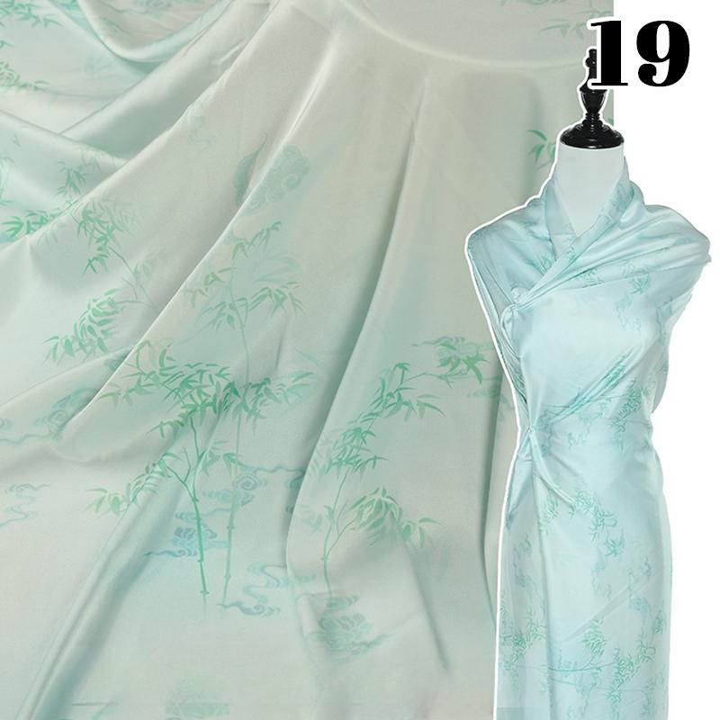 Krajinná hedvábná strečová saténová látka 50x150cm pro tradiční čínské vintage Hanfu Cheongsam dámské oblečení šaty šicí řemesla