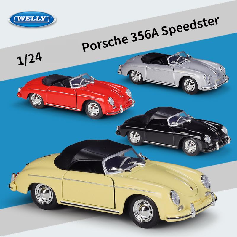 WELLY 1/24 Porsche 356A Speedster Classic Vintage Car Alloy Scale Car Model Diecast Metal Static Children Toy Car Vehicles Gifts