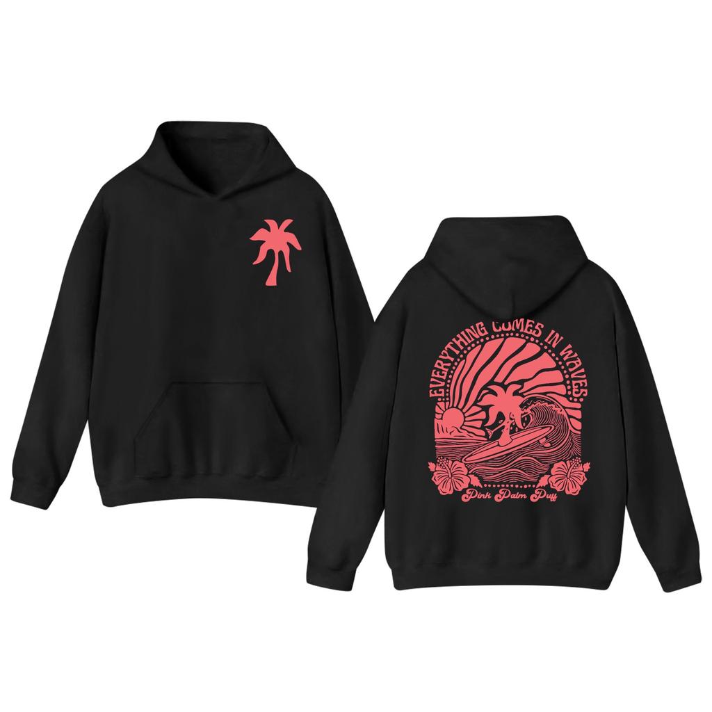 Girls' Cozy Red Hoodie with Stylish Palm Tree Design Comfortable and Trendy Sweatshirt for Everyday Wear