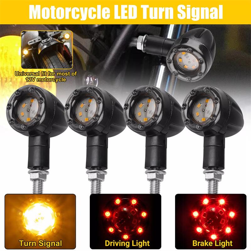 4Pcs Motorcycle Bullet Brake Running Turn Signal Tail Light Motorcycle Led Lights Rear Indicator Tail Light Motorcycle Parts