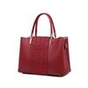 Mom's Wedding Bag, A Red Bride's Bag, Exudes A Sense of Luxury. Middle-aged Happy Grandma's Wedding Handbag