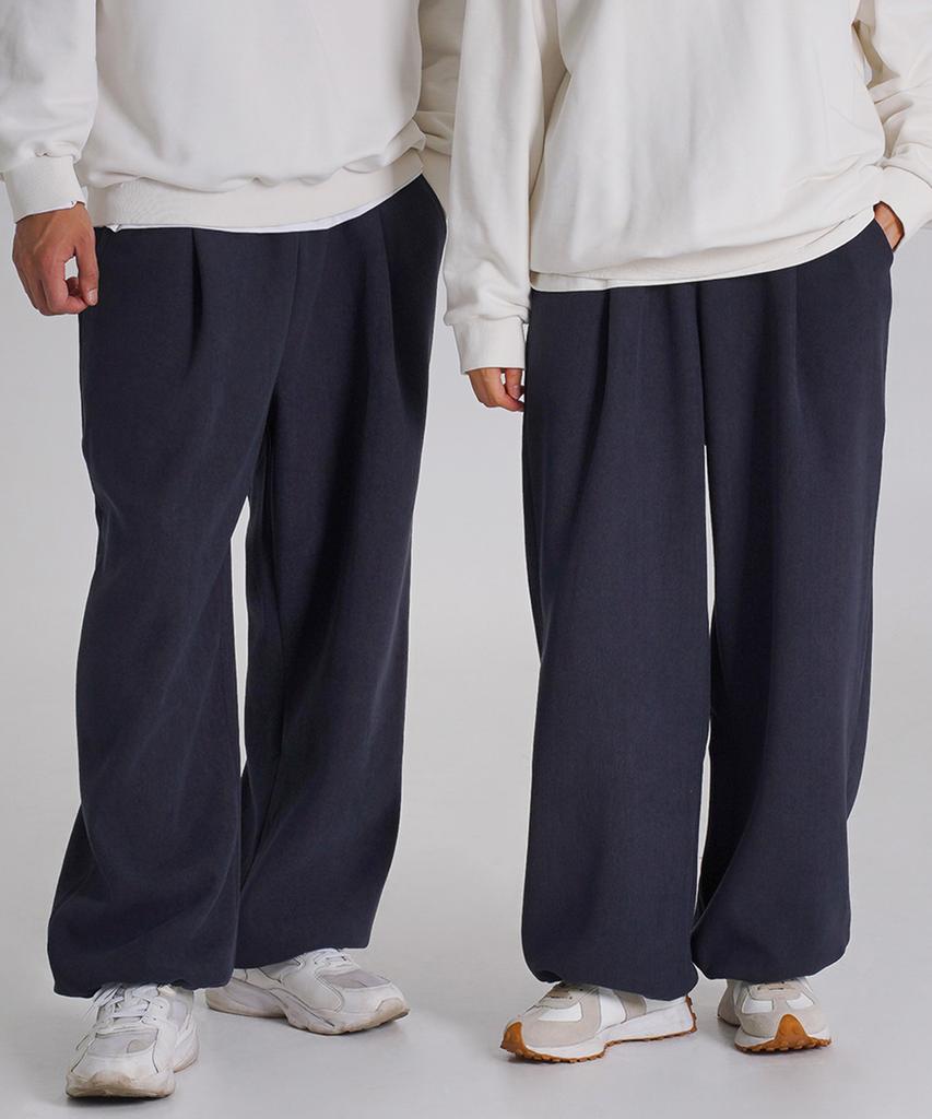 Baldebeullangko [2Pack] Wide One-Pleat Corduroy Fleece-Lined String Pants [3 Colors]