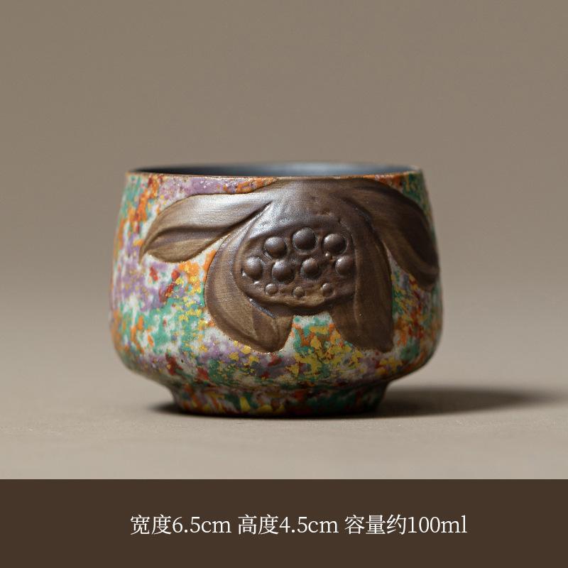 

Purely Handmade Coarse Pottery Rock Mineral Colorful Lotus Pod Master Cup Household Supplies Tea Cup Ceramic Mug Ceramic Teacup 200ml