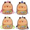 Kids School Backpack Featuring Cartoon Capybara With Lightweight Pvc For Children