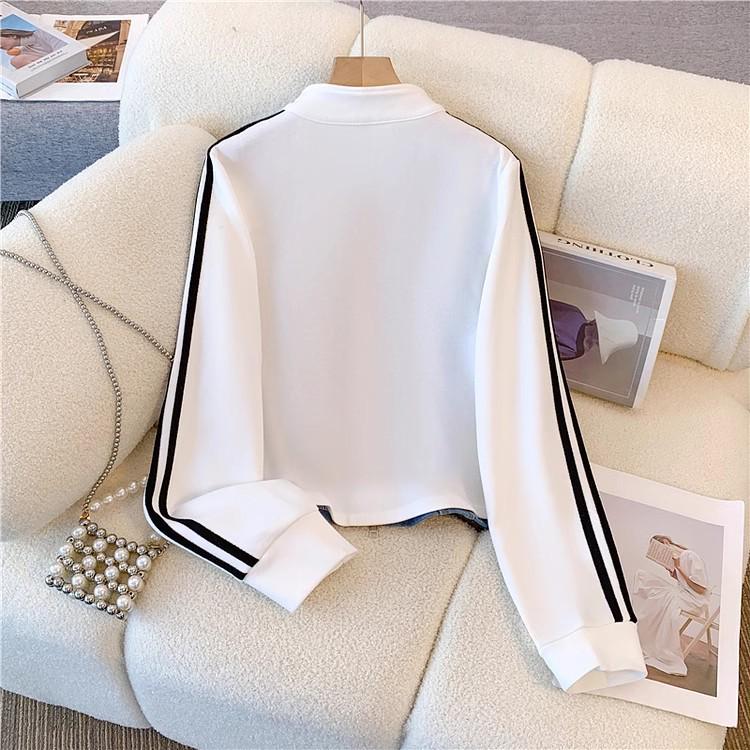 2025 European & American Denim Patchwork Zipper Two-Piece Set: Long Sleeve Top & Wide-Leg Pants for Girls, Spring & Autumn Fashion