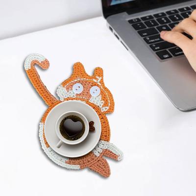 Yousheng Funny Cat Butt Coasters Playful Knitted Drink Pads Heat-resistant Placements for Desktops Kitchen Bar Counter