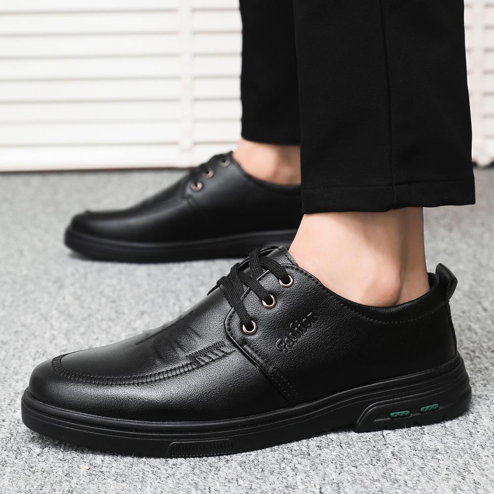 

Мужские кожаные туфли дышащие корейские версии деловых британских мужских туфель с круглой головкой и мягкой подошвой, повседневная обувь для внешней торговли, рабочая обувь, липкая к холоду 38