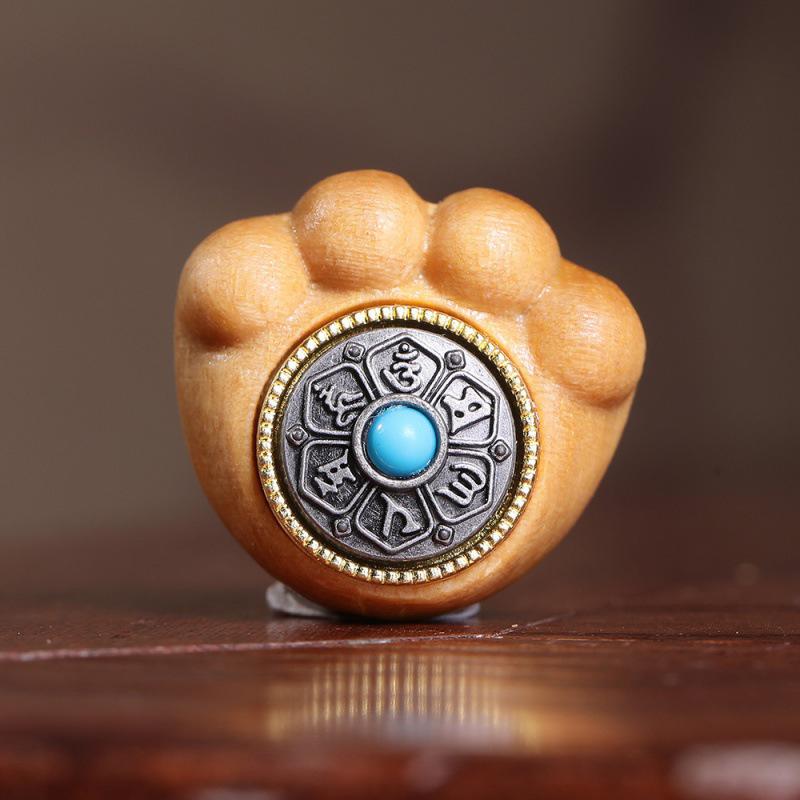 Kitten Paw Lotus Keychain Bracelet - Rosewood  Green Sandalwood Car Pendant Accessories