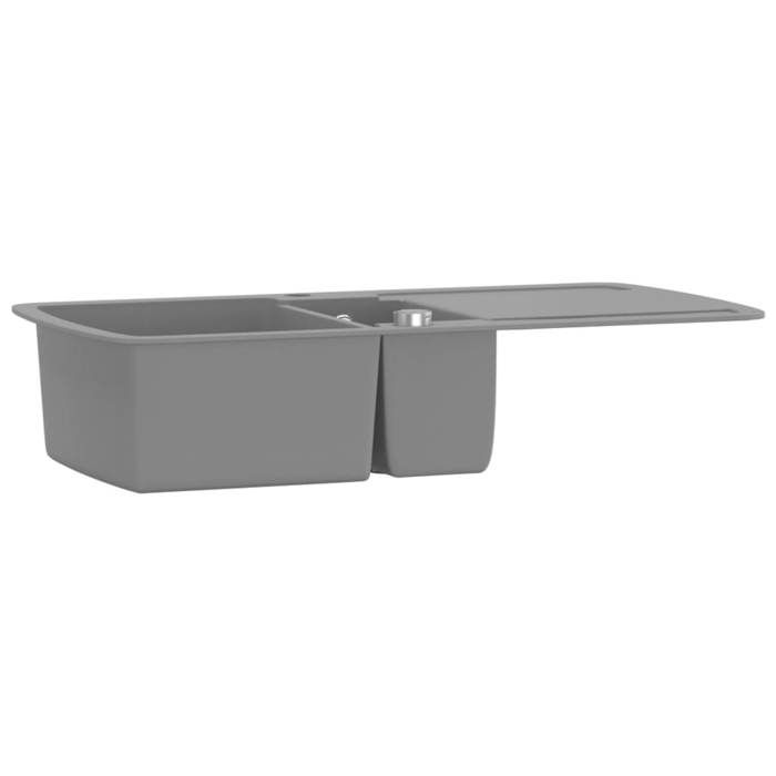 VidaXL Évier de Cuisine en Granit Double Bac Gris Décor de Cuisine Maison 142947