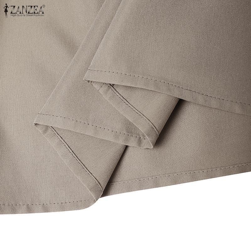 ZANZEA Women Casual V-Neck Summer Short Sleeve Long Dress