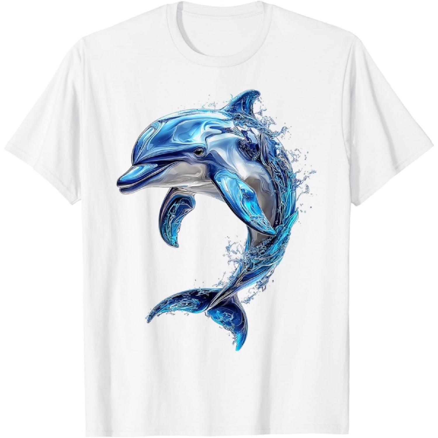Дельфин Любитель Животных Портрет Иллюстрация Мотив Дельфин Футболка S