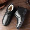 Genuine leather cowhide cotton shoes men's winter warm velvet thickened high-top men's casual cotton leather shoes