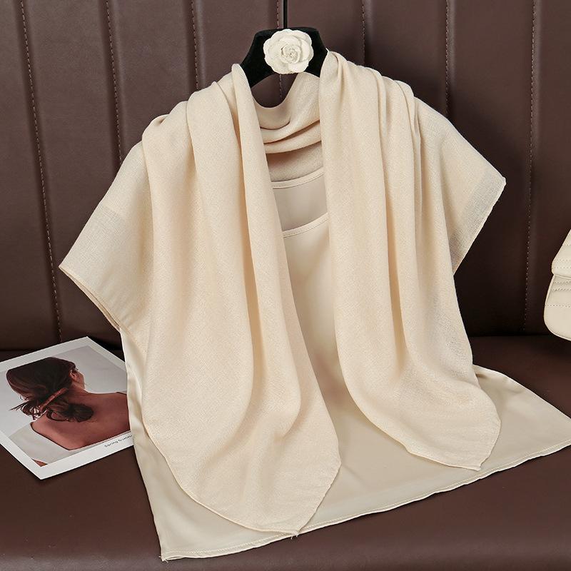 Women Plain Solid Color Square Cotton Viscose Shawl Scarf High Quality Print Soft Shawls and Wraps Bufandas Muslim Hijab 90*90Cm