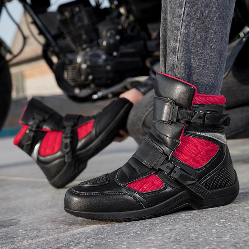 Genuine Leather Motorcycle Shoes Riding Male Riders All Season Off-road Boots Racing Travel