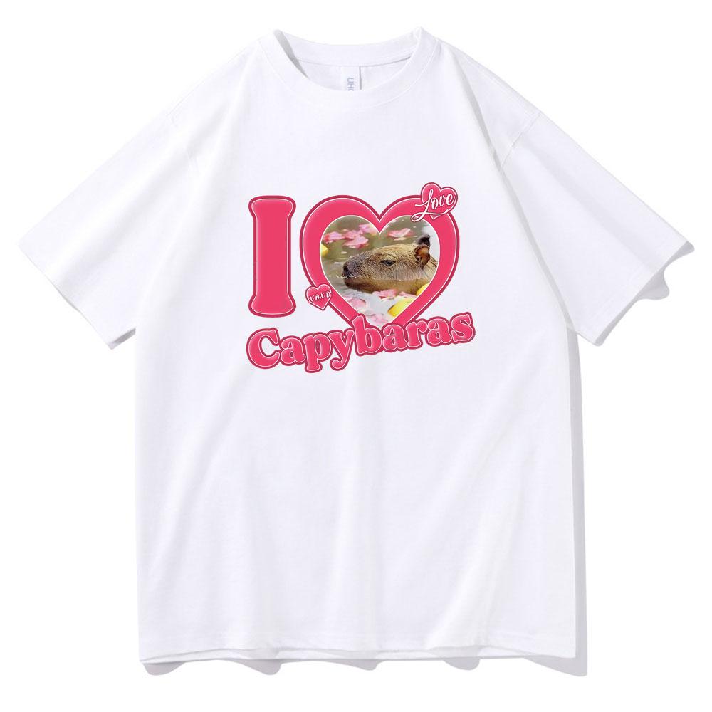 I Love Capybaras Print Men Women Fashion Casual Loose Tshirts Crew Neck Hip Hop Man Funny Tshirt Male Tee Shirt Male Streetwear