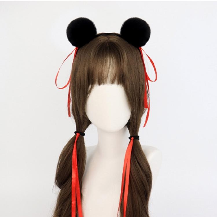 Fashionable Buns Headband Hair Tie With Soft Furry Pompoms Lovely Bowknot Buns Hairhoop For Casual and Cosplay Event