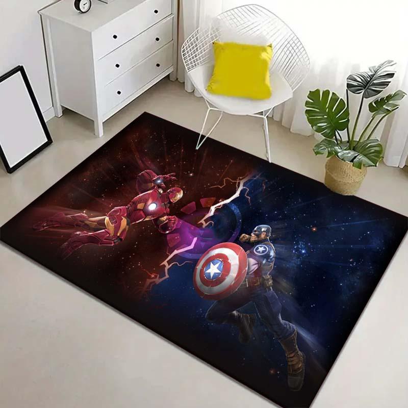 1pc Iron Man Pattern Area Rug Soft Flannel Floor Mat for Living Room, Bedroom, Sofa Coffee Table Floor Mat, Machine Washable