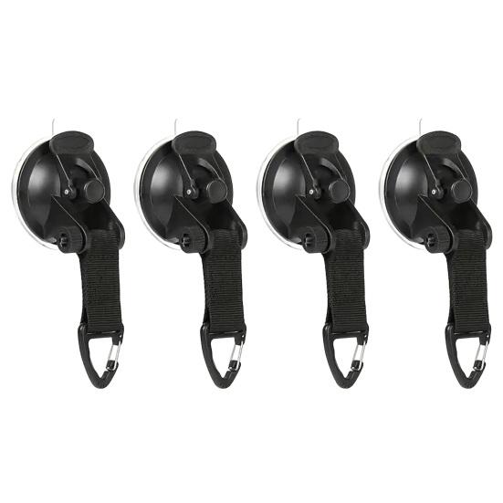 1/4Pcs Heavy Duty Suction Cup with Hook & Nylon Webbing, Securing Hook Tie Down for Glass Window, Outdoor Car Awning Camping Trap Accessories