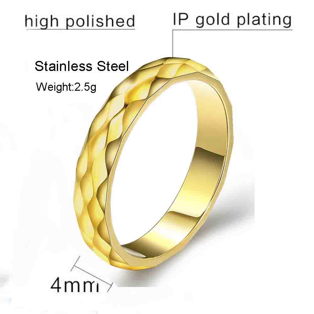 4MM Personalized Rhombus-Faceted Titanium Steel Ring for Women