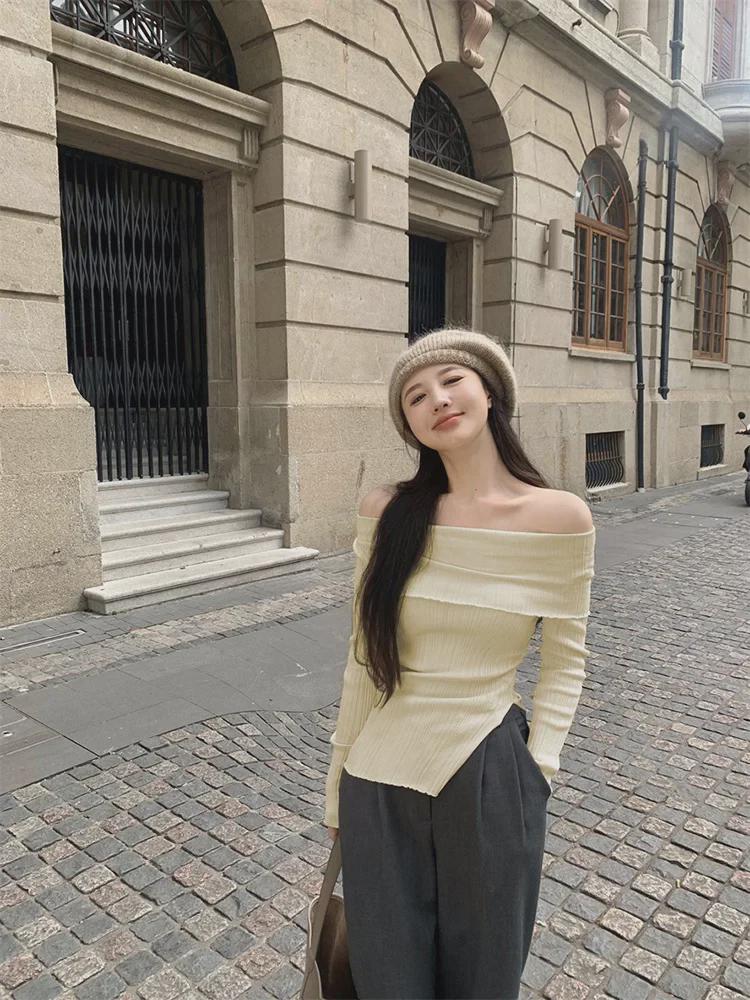 Women's Sexy One-Shoulder Long-Sleeve Slim Fit Top