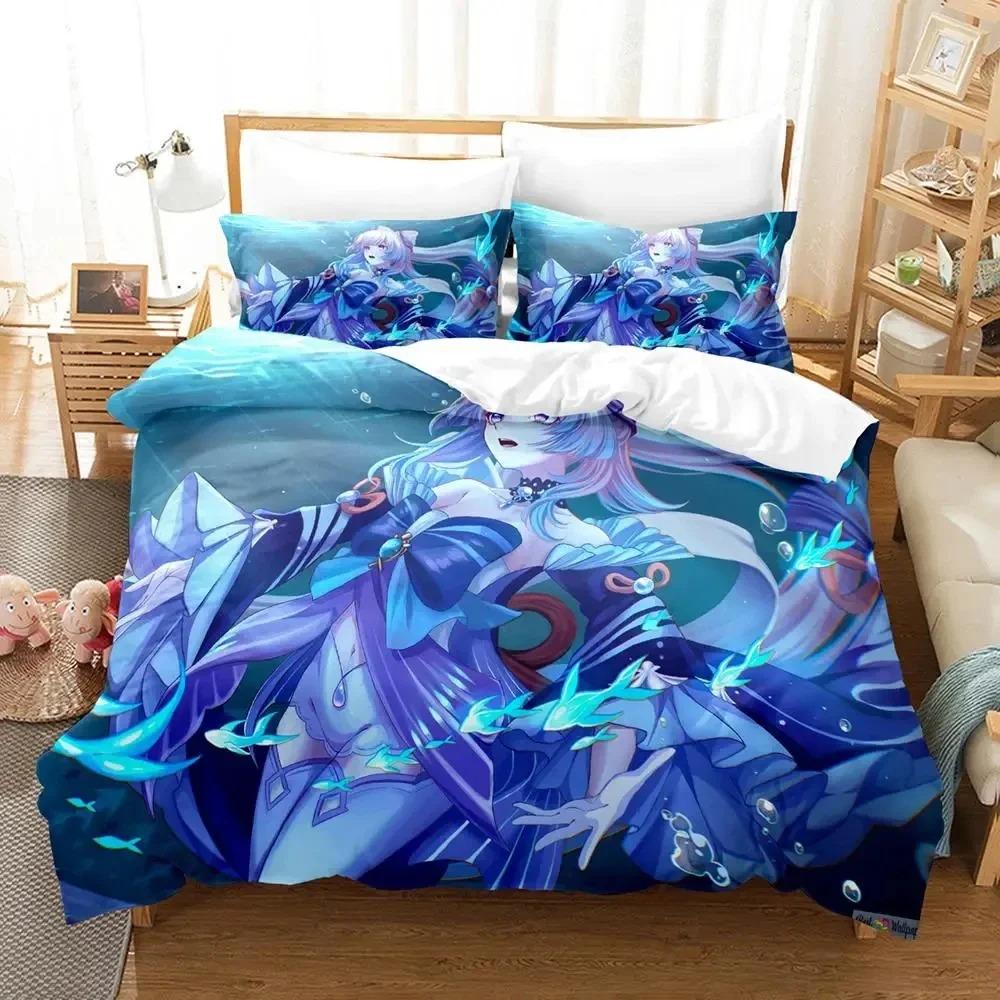 Anime Genshin Impact Sangonomiya Kokomi Bedding Set Duvet Cover Bed Set Quilt Cover Pillowcase Comforter King Queen Size