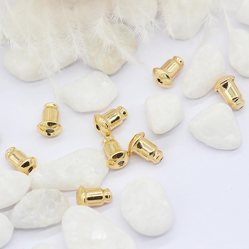 200pcs High Quality 14k Gold Plated Stopper Bullet Plug Earplug for Earring Making