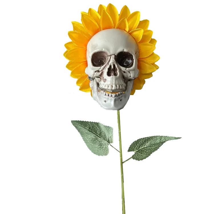 Sunflower Horror Skull Craft Decoration Simulation Flower Halloween Decoration Garden Simulation Flower Ornaments Gardening