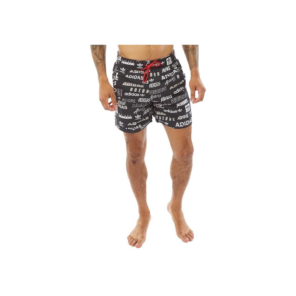 Adidas Originals Letter Mid-Rise Fitted Casual Shorts Men Shorts Black GK9706