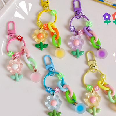 Ins Cute Tulip Keychain Color Ball Pendant Small Fresh Resin Car Key Chain Women'S Backpack Accessories Phone Case Charm Gift