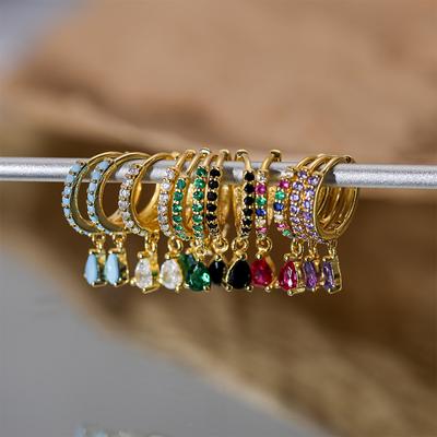 Hoop Earrings 925 Silver Bling Colorful Zircon Circle Earring For Lovers' Valentine's Day Gifts Piercing Pendientes