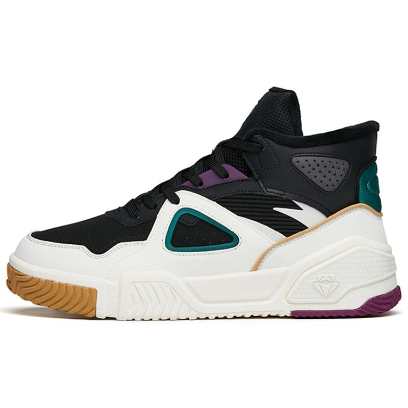 Anta Durable Cushioning Mid-Top Skateboard Shoes Men s White Black Green Sneakers 112148902-2 39