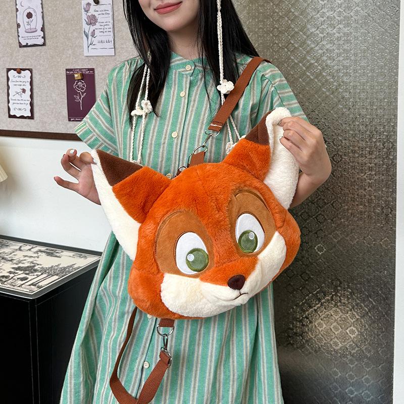 Cute Fox Plush Backpack Kawaii Bunny Fashion Plushie Knapsack Crazy Animal City Sling Bag Versatile Fluffy Bag Gift Items