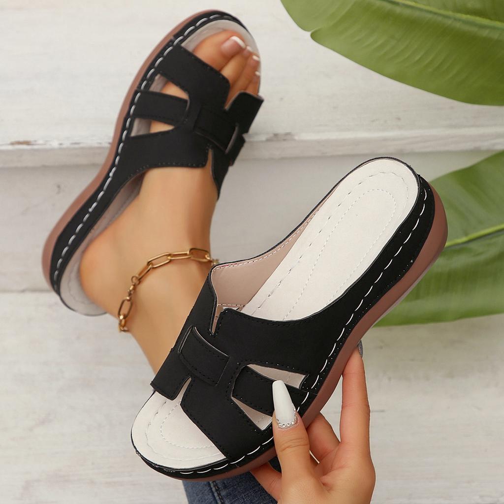 Lightweight polyurethane sole slippers women's 2025 summer new foreign trade large size women's sandals slope heel European and American women's shoes