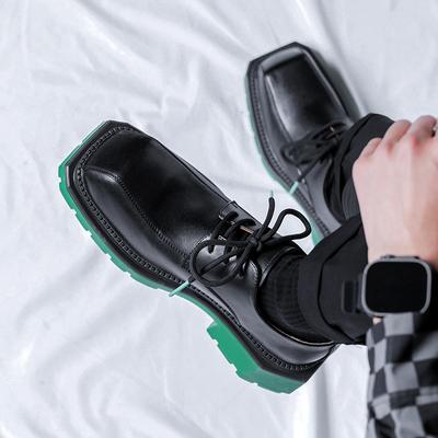 Moda Novo Sapato Masculino Moda Masculina Sapatos Casuais de Amarrar Marca de Luxo Sapatos de Cabeleireiro Masculino Oxfords de Solado Grosso de Couro Sapato de Casamento