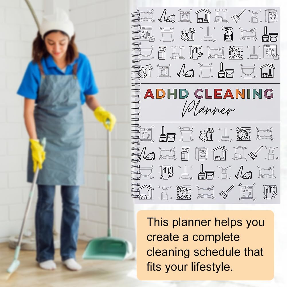 Adhd Cleaning Planner,Editable Home Cleaning Plan,Daily,Weekly, Monthly,Yearly Cleaner Schedule and Checklist,Adjustable Clean Up Household Chores