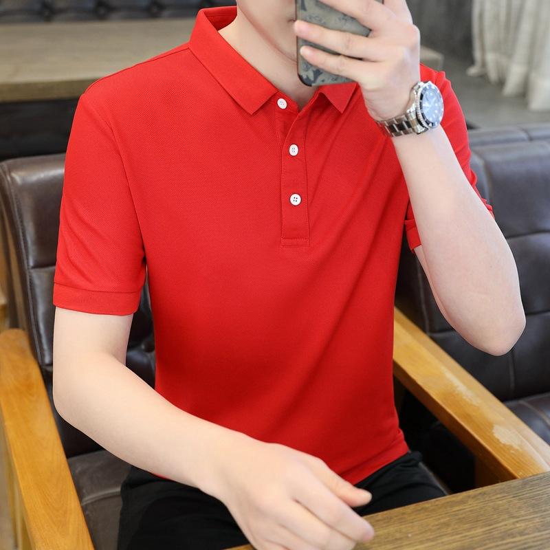 Ice Silk Short Sleeve Men'S T-Shirt Polo Shirt New Casual Shirt Men'S Group Lapel T-Shirt Workwear