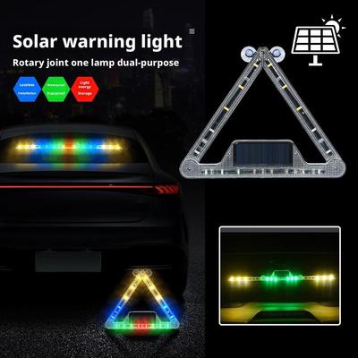 Solar Powered Car Safety Triangle Warning Sign Flashing Light Equipment Motorcycle Hero Warning Emergency Accessories LED L E1S5