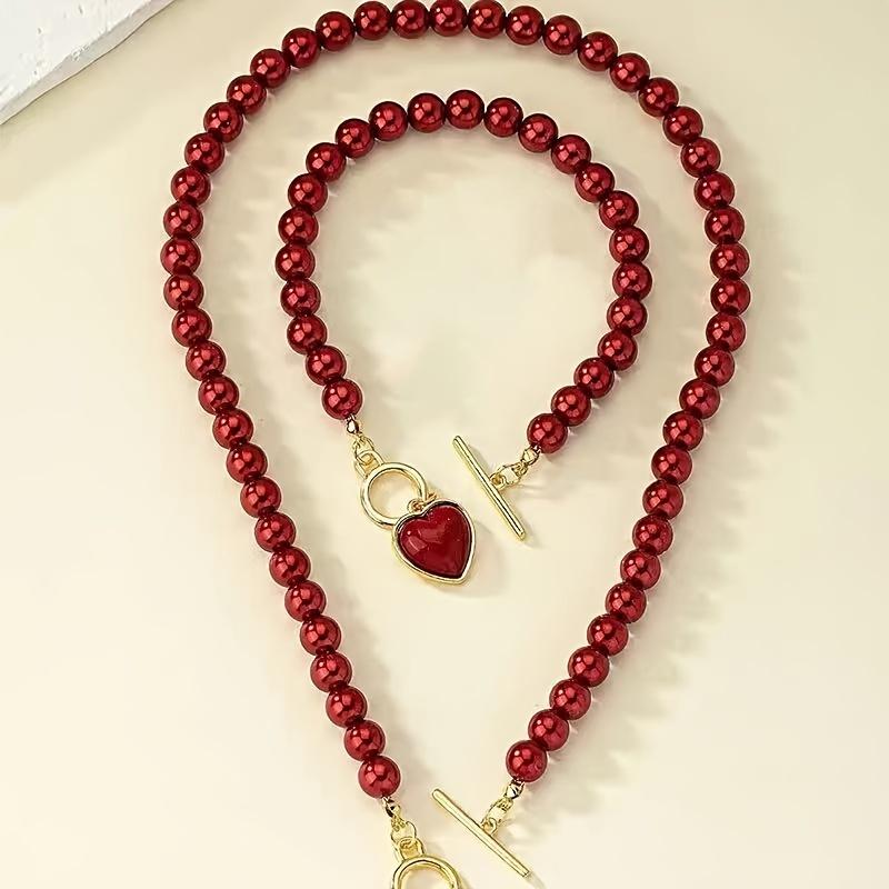 Luxurious Heart Set Acrylic Heart Set Necklace Bracelet Stylish and Elegant Charm