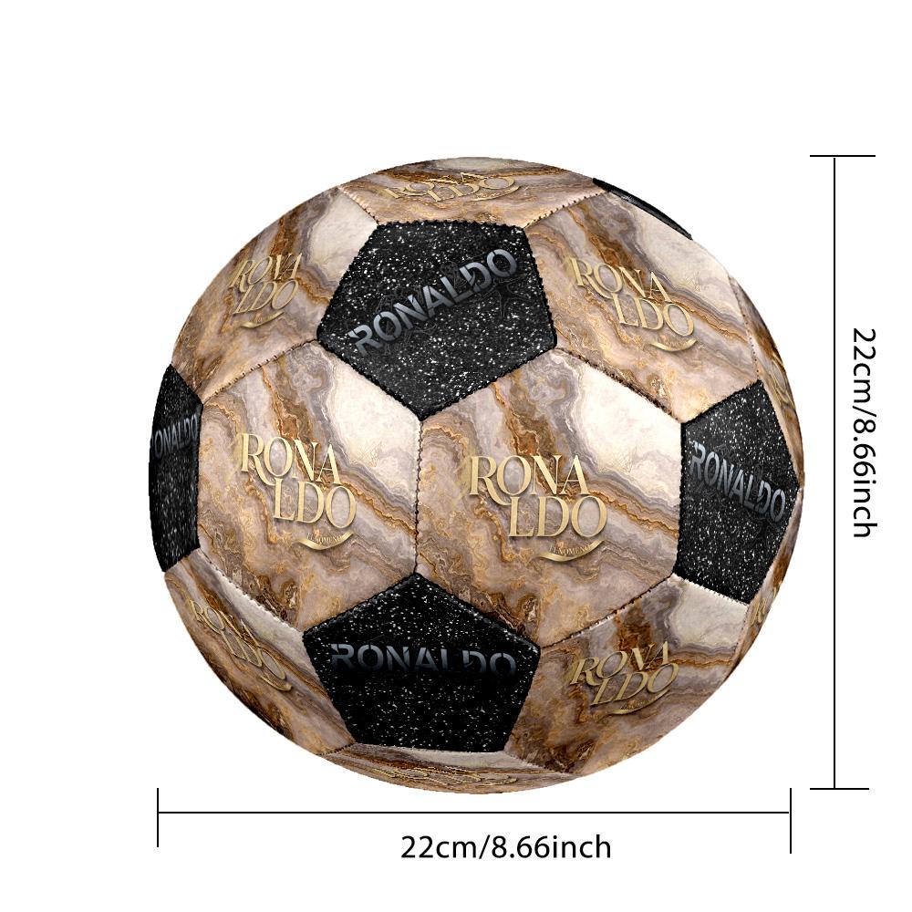 Ronaldo's Golden Marble Texture Soccer Ball Size 5 Football Machine Sewn Indoor/Outdoor Training and Matches Ideal for Soccer Enthusiasts