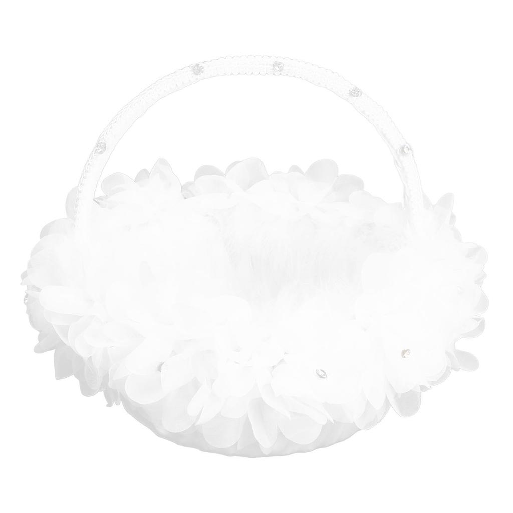 Wedding Flower Girl Basket Artificial Ostrich Feathers Lace Petal Western Wedding Flower Baskets for Wedding Party