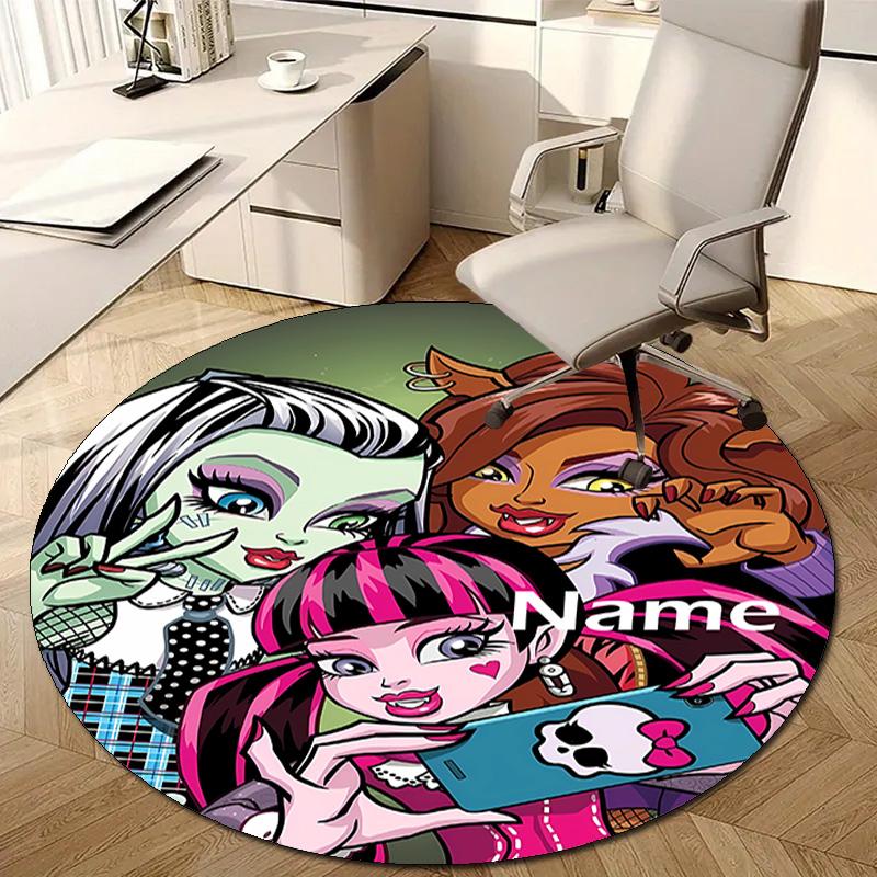 Personalized M-Monster High Draculaura Round Chair Office Rug - Perfect for Mat, Office Chair & More - Ideal Gift for Birthdays and Holidays