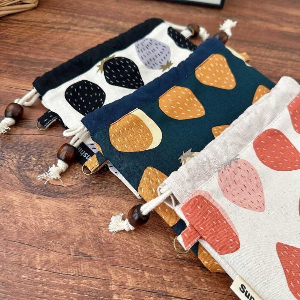 Lightweight Cotton and Linen Fabric Drawstring Bag Storage Pouch  Data Cable Storage