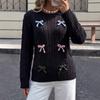 Womens Sweater Fall Winter Colorful Bow Knit Casual Top