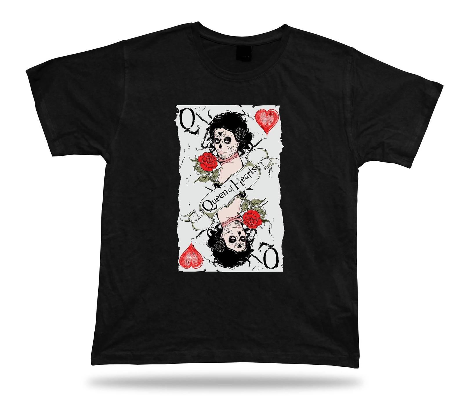 Tshirt Tee Shirt Birthday Gift Idea Queen of Hearts Skull Makeup Card Poker Rose S разноцветный