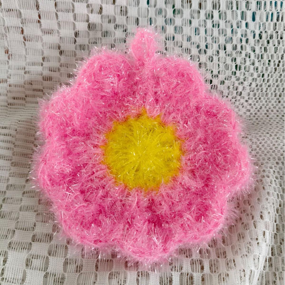 Handmade Korean Acrylic Sunflower Dishwashing Cloth - Non-Scratch Scouring Pad розовый