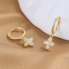 Simple Four-Leaf Clover Earrings Women'S Personality Inlaid With Zircon Ear Buckles Temperament Flower Meilong Jewelry