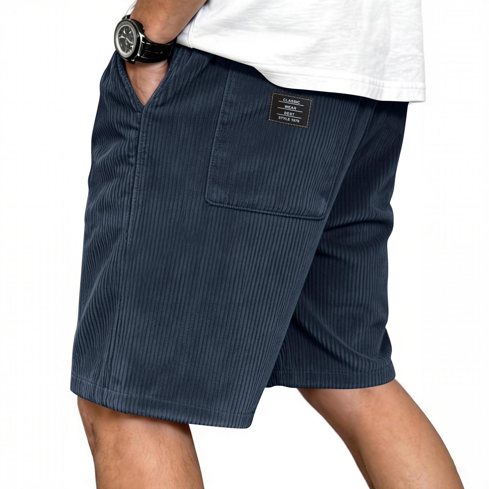 Viper Heren Corduroy Shorts met Trekkoord Casual Relaxte Pasvorm Elastische Tailleband vaderdag cadeaus mijn bestellingen Lichtgewicht Ademend Zomerkleding XXL Vloot