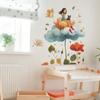 Whimsical Flower Cat Girl Wall Sticker Dreamy Elegant Self-Adhesive Removable Decor for Bedroom Living Room Kids Room